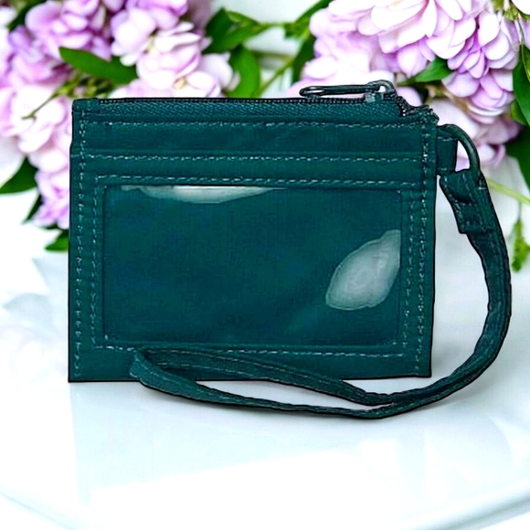 Victoria's Secret PINK New Card Case Keychain Wallet with Zipper, Hunter Green - Picture 9 of 10